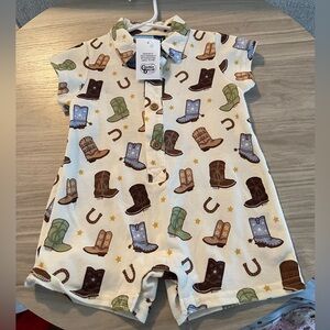 Good Lad Cowboy Boot Print Romper